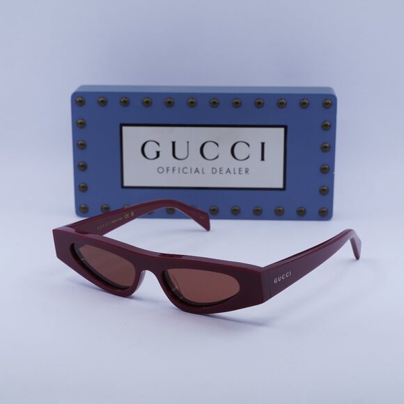 Gucci GG1779S 003 Cat Eye Sunglasses - Burgundy/Brown - Picture 1 of 11